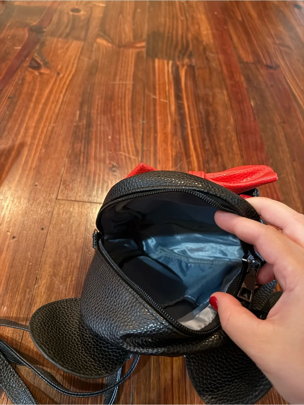 Kids Black Mini Backpack with Red Bow and mouse ears